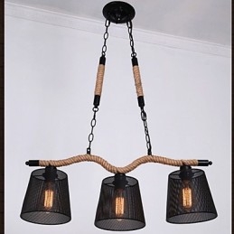 Lampadario a tre teste pastorali creativo retrò in corda