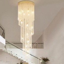 Lampadario moderno in cristallo, lampada da soffitto in cristallo per scale di lusso con 19 luci