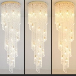 Lampadario moderno in cristallo, lampada da soffitto in cristallo per scale di lusso con 19 luci