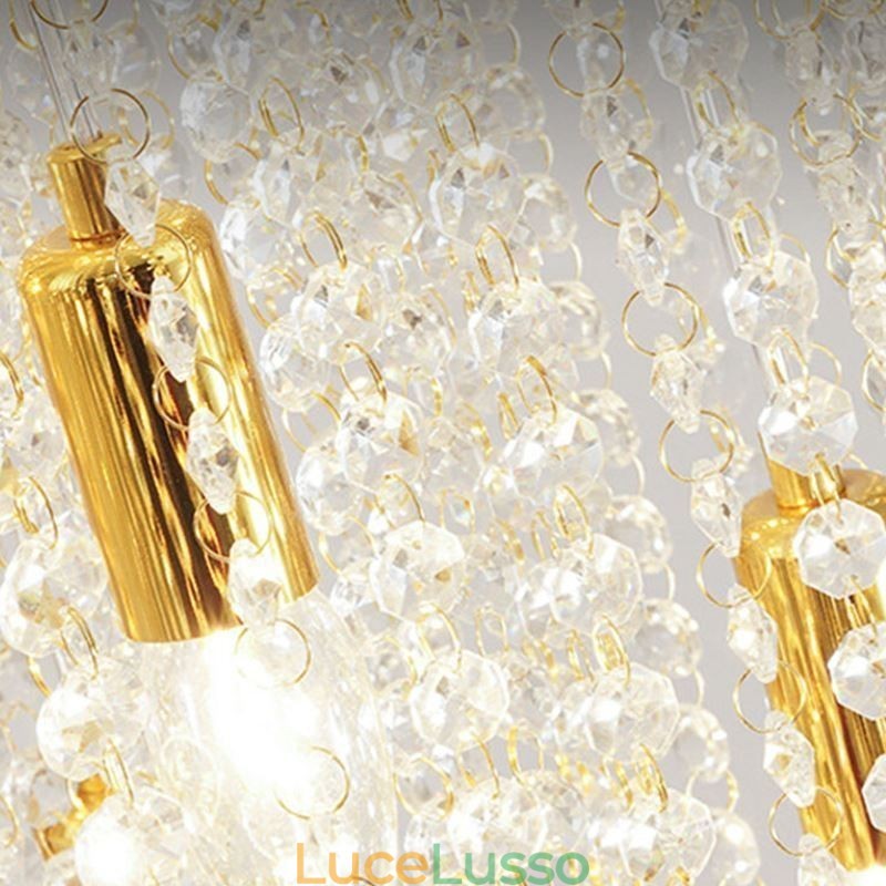 Lampadario moderno in cristallo, lampada da soffitto in cristallo per scale di lusso con 19 luci
