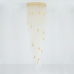 Lampadario moderno in cristallo, lampada da soffitto in cristallo per scale di lusso con 19 luci