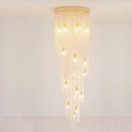 Lampadario moderno in cristallo, lampada da soffitto in cristallo per scale di lusso con 19 luci