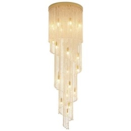 Lampadario moderno in cristallo, lampada da soffitto in cristallo per scale di lusso con 19 luci