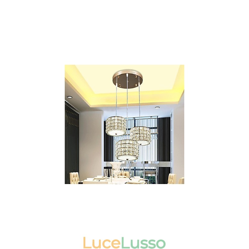 Lampada a sospensione singola in cristallo a 3 luci Droplight