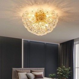 Lampada da soffitto moderna decorativa a forma di fiore in vetro semicircolare da montare a filo