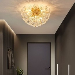 Lampada da soffitto moderna decorativa a forma di fiore in vetro semicircolare da montare a filo
