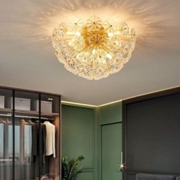 Lampada da soffitto moderna decorativa a forma di fiore in vetro semicircolare da montare a filo