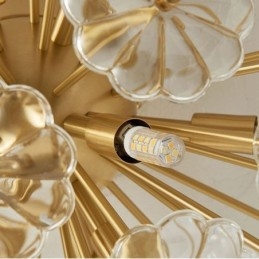 Lampada da soffitto moderna decorativa a forma di fiore in vetro semicircolare da montare a filo