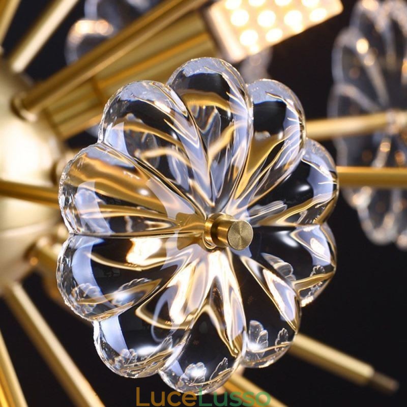 Lampada da soffitto moderna decorativa a forma di fiore in vetro semicircolare da montare a filo