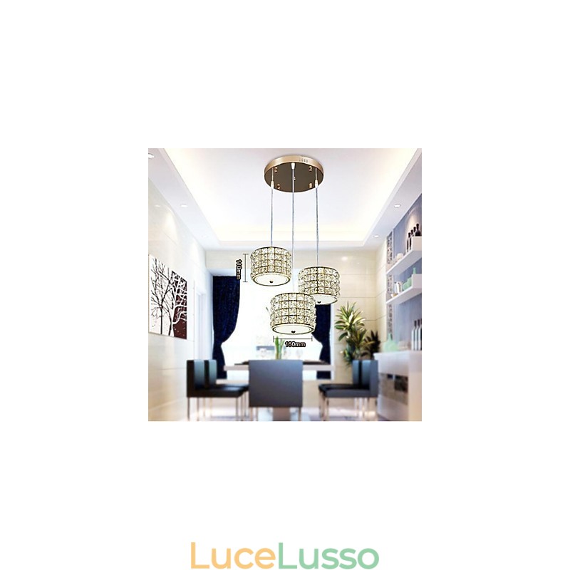 Lampada a sospensione singola in cristallo a 3 luci Droplight