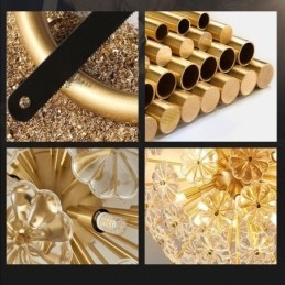 Lampada da soffitto moderna decorativa a forma di fiore in vetro semicircolare da montare a filo