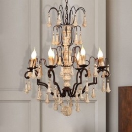 Lampadario elegante in legno in stile retrò