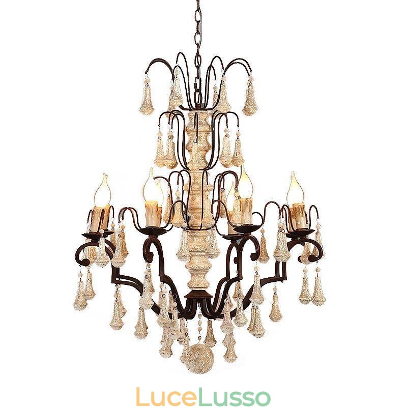 Lampadario elegante in legno in stile retrò