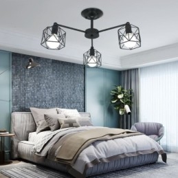 Lampada a sospensione moderna a gabbia per uccelli in ferro Illuminazione decorativa