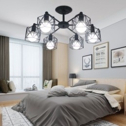 Lampada a sospensione moderna a gabbia per uccelli in ferro Illuminazione decorativa