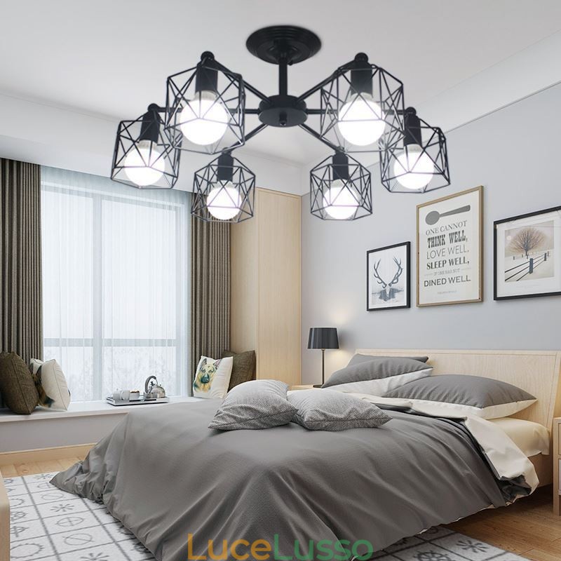 Lampada a sospensione moderna a gabbia per uccelli in ferro Illuminazione decorativa
