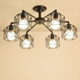 Lampada a sospensione moderna a gabbia per uccelli in ferro Illuminazione decorativa