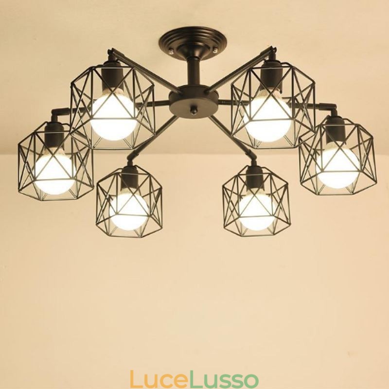 Lampada a sospensione moderna a gabbia per uccelli in ferro Illuminazione decorativa