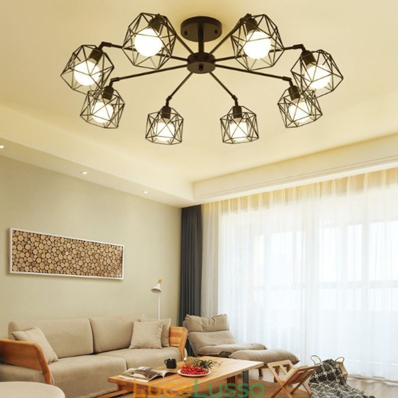 Lampada a sospensione moderna a gabbia per uccelli in ferro Illuminazione decorativa