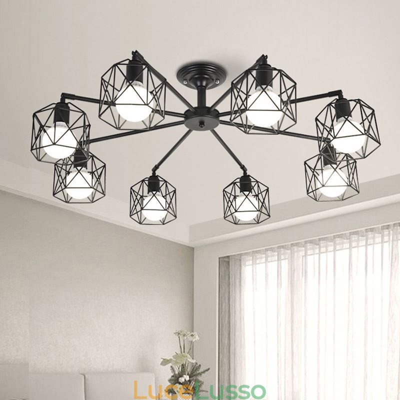 Lampada a sospensione moderna a gabbia per uccelli in ferro Illuminazione decorativa