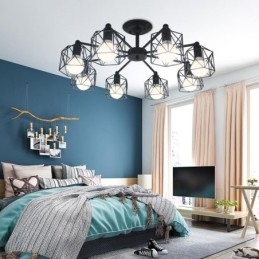 Lampada a sospensione moderna a gabbia per uccelli in ferro Illuminazione decorativa