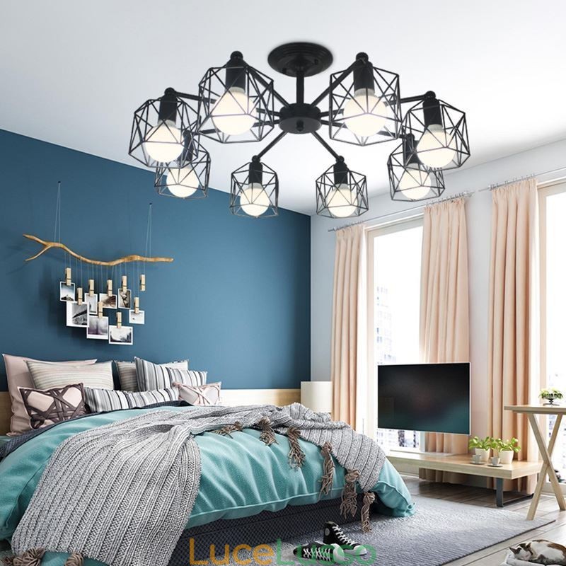Lampada a sospensione moderna a gabbia per uccelli in ferro Illuminazione decorativa