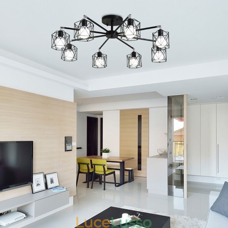 Lampada a sospensione moderna a gabbia per uccelli in ferro Illuminazione decorativa