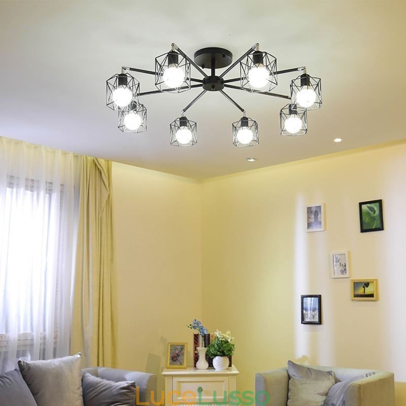 Lampada a sospensione moderna a gabbia per uccelli in ferro Illuminazione decorativa
