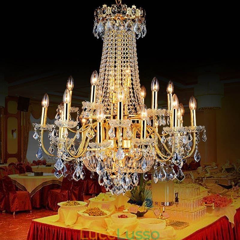 Lampadario di cristallo di lusso europeo, lampada a sospensione per scale duplex