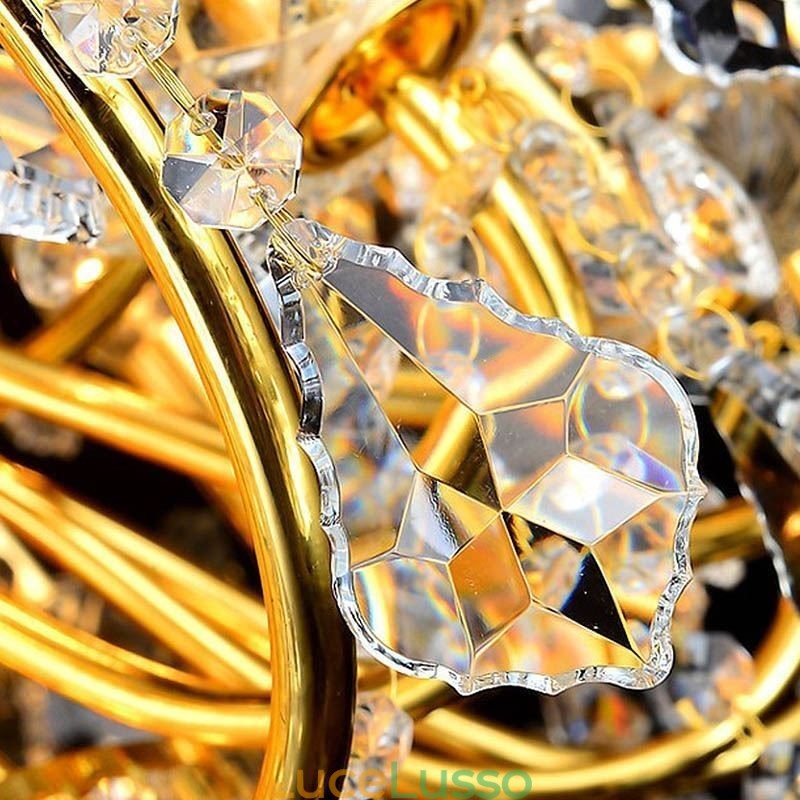Lampadario di cristallo di lusso europeo, lampada a sospensione per scale duplex