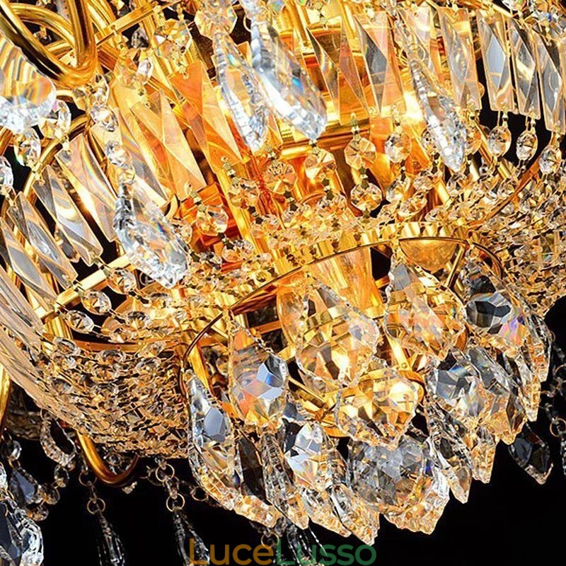 Lampadario di cristallo di lusso europeo, lampada a sospensione per scale duplex