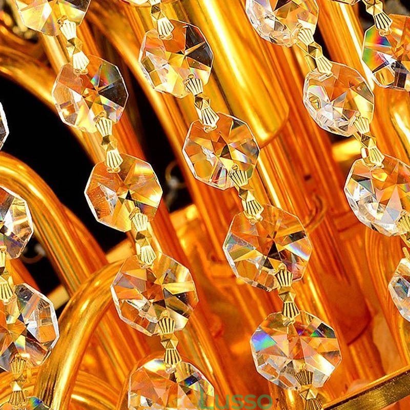 Lampadario di cristallo di lusso europeo, lampada a sospensione per scale duplex