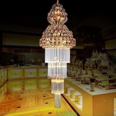 Lampadario retrò in cristallo stile impero, pendente lungo di lusso Lampadario retrò in cristallo stile impero, pendente lungo di lusso