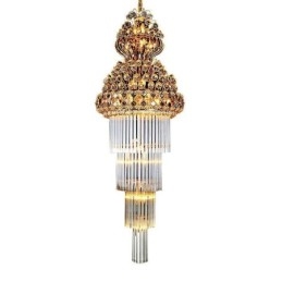 Lampadario retrò in cristallo stile impero, pendente lungo di lusso