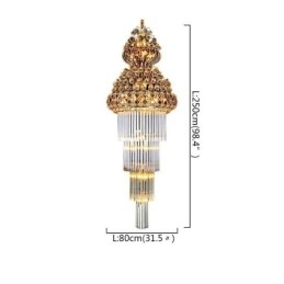 Lampadario retrò in cristallo stile impero, pendente lungo di lusso