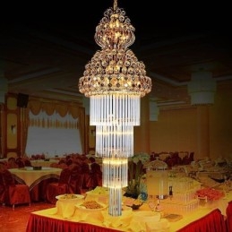 Lampadario retrò in cristallo stile impero, pendente lungo di lusso