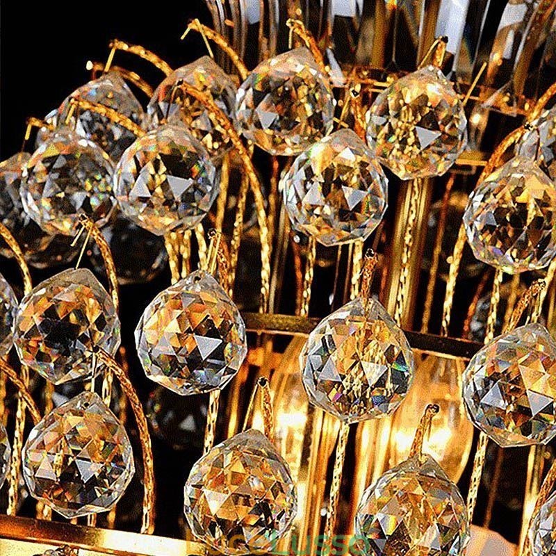 Lampadario retrò in cristallo stile impero, pendente lungo di lusso