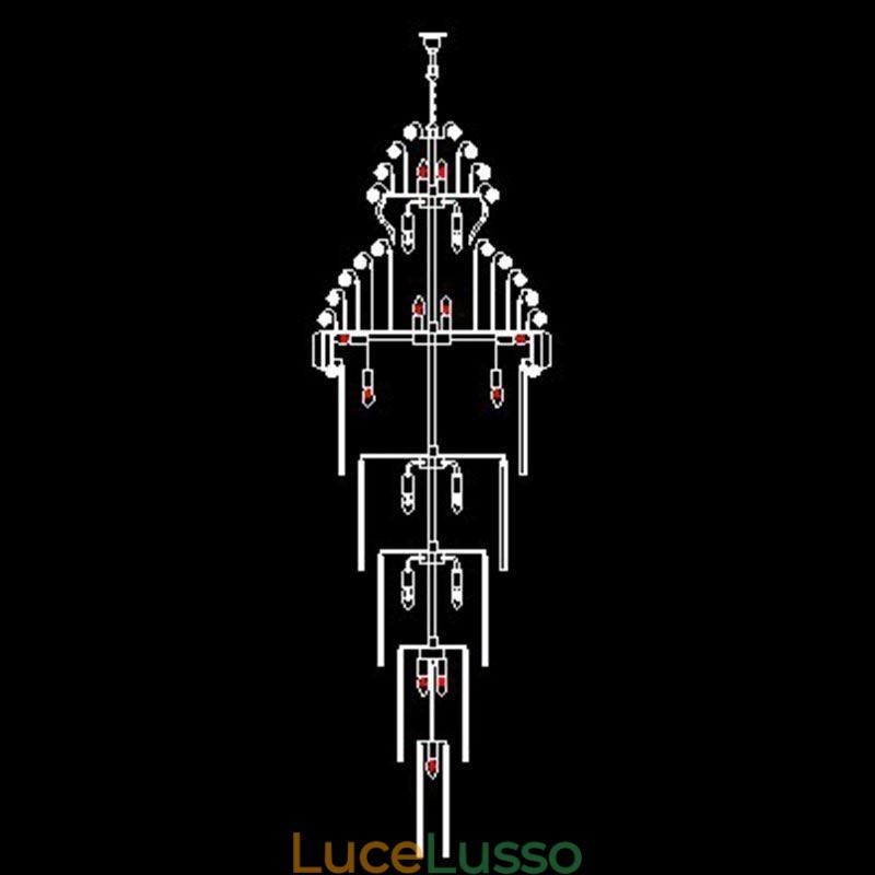 Lampadario retrò in cristallo stile impero, pendente lungo di lusso