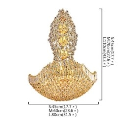 Lampadario europeo in cristallo stile impero, grande lampada a sospensione color oro