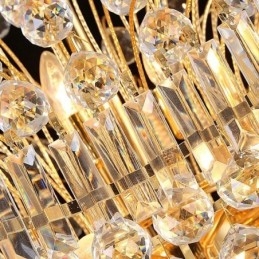 Lampadario europeo in cristallo stile impero, grande lampada a sospensione color oro