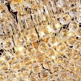 Lampadario europeo in cristallo stile impero, grande lampada a sospensione color oro