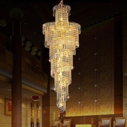Lampadario di cristallo europeo grande forma rotonda pendente lungo