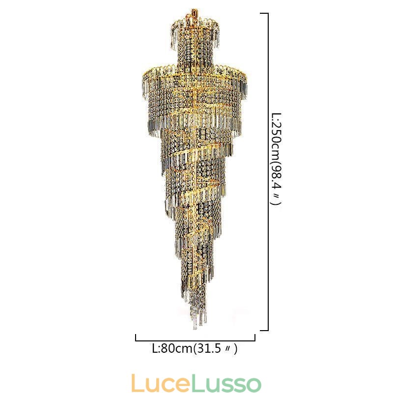 Lampadario di cristallo europeo grande forma rotonda pendente lungo