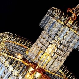 Lampadario di cristallo europeo grande forma rotonda pendente lungo