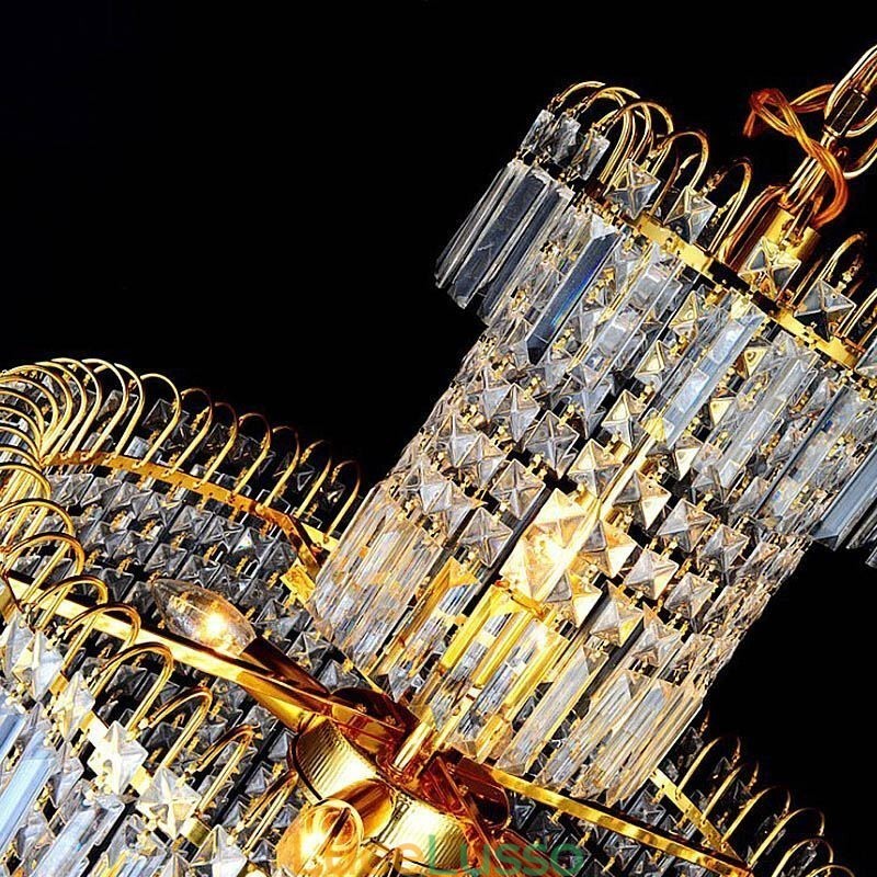 Lampadario di cristallo europeo grande forma rotonda pendente lungo