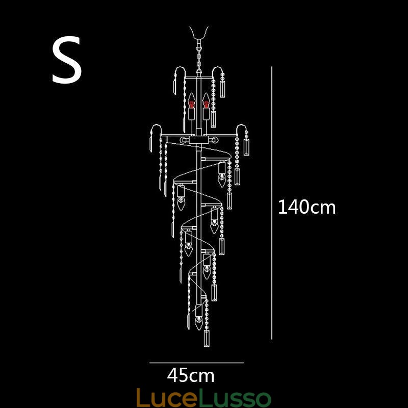 Lampadario di cristallo europeo grande forma rotonda pendente lungo