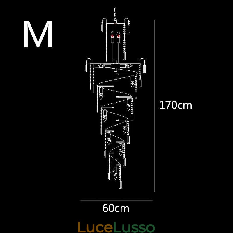 Lampadario di cristallo europeo grande forma rotonda pendente lungo