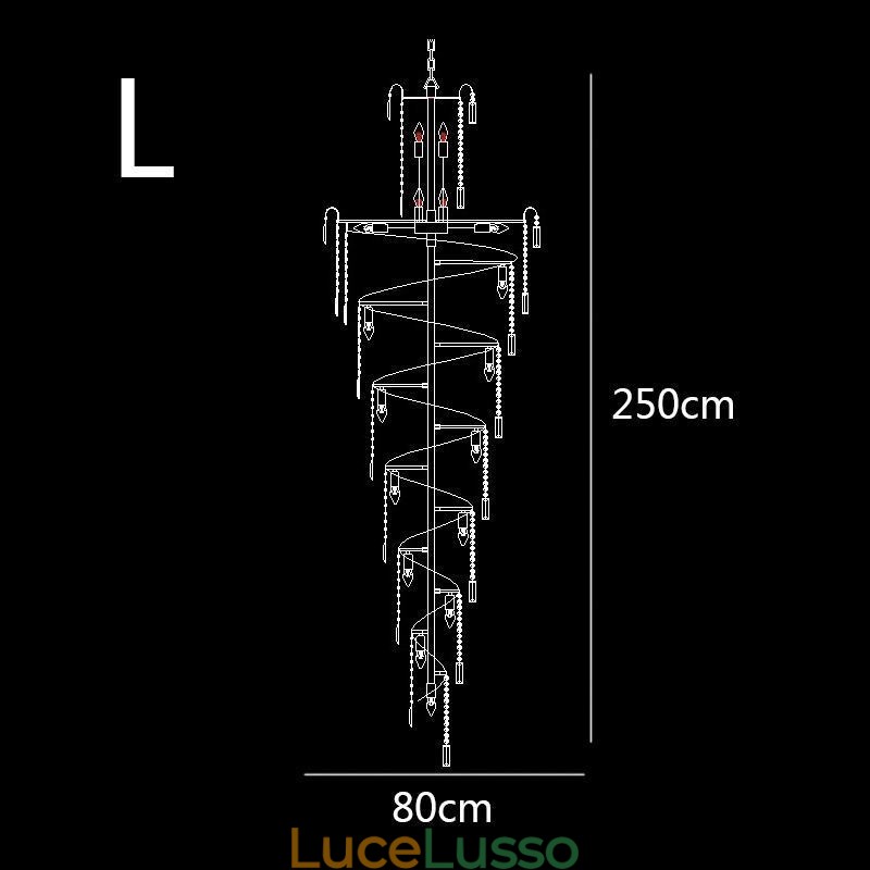 Lampadario di cristallo europeo grande forma rotonda pendente lungo