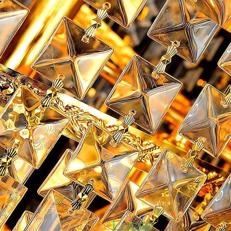 Elegante lampadario in cristallo stile impero, pendente lungo di lusso europeo