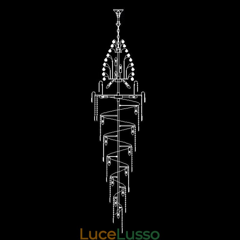 Elegante lampadario in cristallo stile impero, pendente lungo di lusso europeo